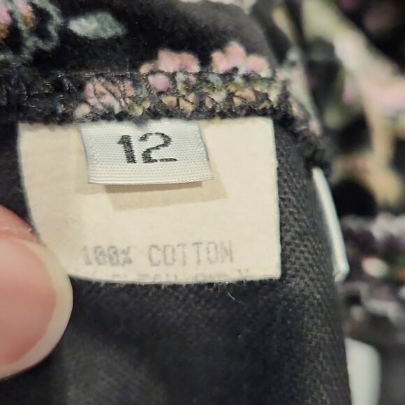 Vintage Sz 12 Westminster Lace Velvet Black Floral Pleated Maxi Skirt Victorian - Picture 10 of 11